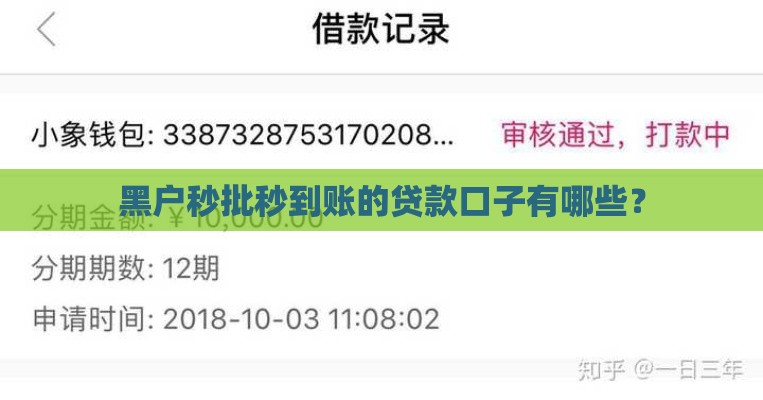 黑户秒批秒到账的贷款口子有哪些？