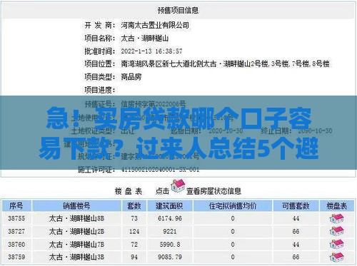 急！买房贷款哪个口子容易下款？过来人总结5个避坑技巧