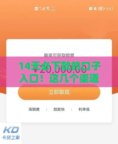 14天必下款的口子入口！这几个渠道审核快、门槛低