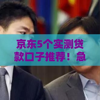 京东5个实测贷款口子推荐！急用钱的朋友必看攻略