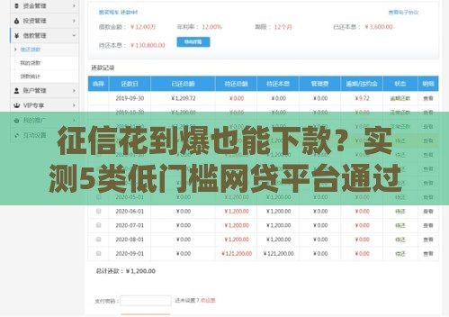 征信花到爆也能下款？实测5类低门槛网贷平台通过率