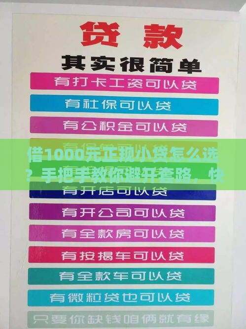 借1000元正规小贷怎么选？手把手教你避开套路，快速到账！