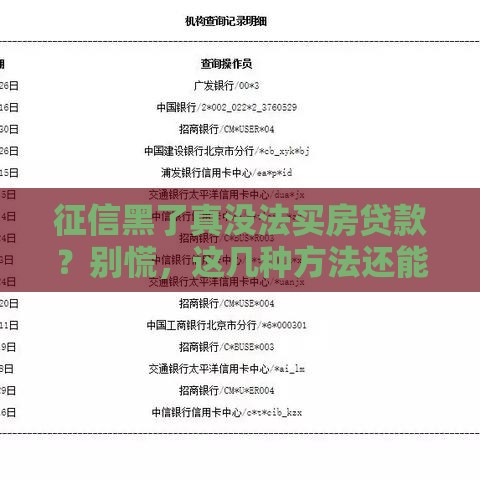 征信黑了真没法买房贷款？别慌，这几种方法还能补救！