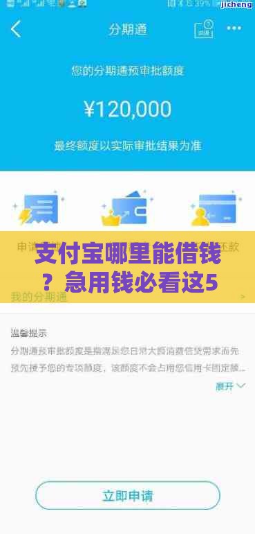 支付宝哪里能借钱？急用钱必看这5个官方渠道！