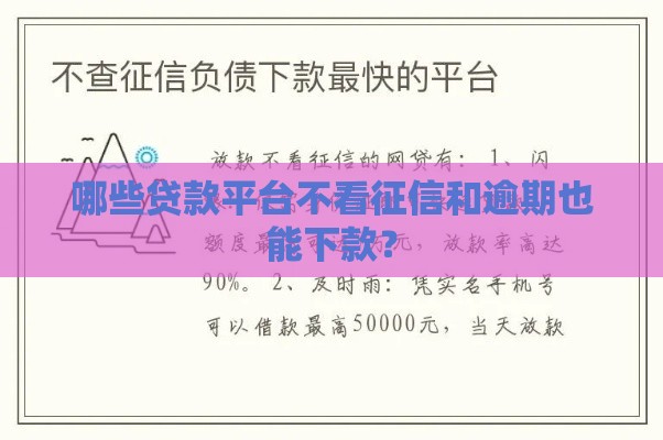 哪些贷款平台不看征信和逾期也能下款？