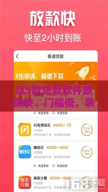 这5款贷款软件放款快、门槛低，亲测当天到账！