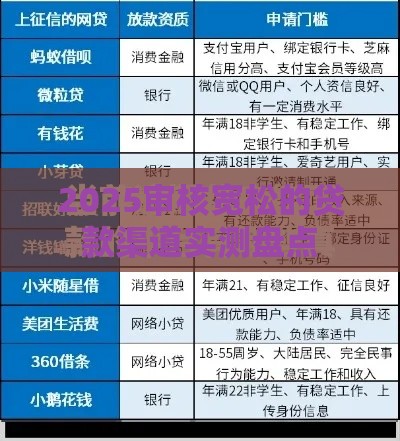2025审核宽松的贷款渠道实测盘点