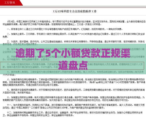 逾期了5个小额贷款正规渠道盘点