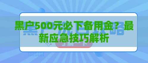 黑户500元必下备用金？最新应急技巧解析