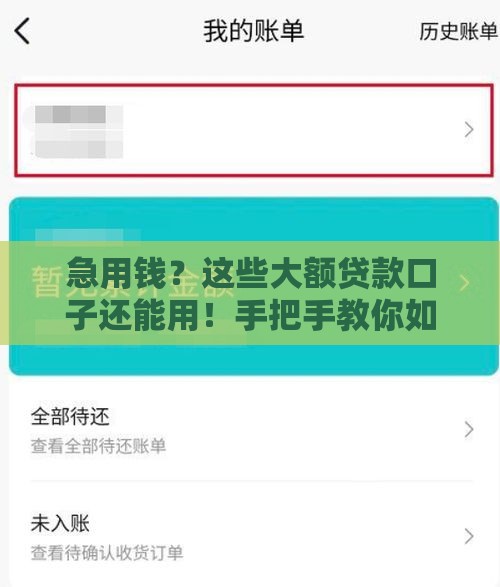 急用钱？这些大额贷款口子还能用！手把手教你如何选对平台