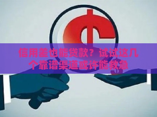 信用差也能贷款？试试这几个靠谱渠道或许能救急
