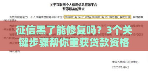 征信黑了能修复吗？3个关键步骤帮你重获贷款资格！