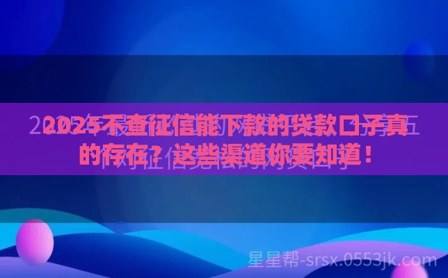 2025不查征信能下款的贷款口子真的存在？这些渠道你要知道！