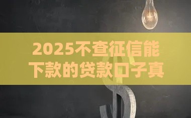 2025不查征信能下款的贷款口子真的存在？这些渠道你要知道！
