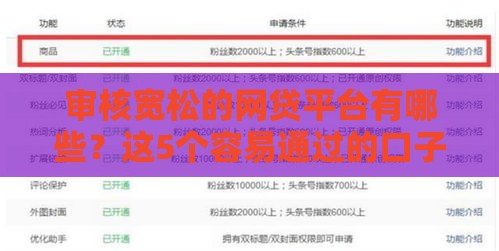 审核宽松的网贷平台有哪些？这5个容易通过的口子别错过