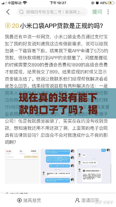 现在真的没有能下款的口子了吗？揭秘最新贷款门道