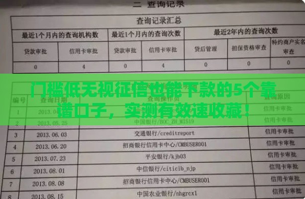 门槛低无视征信也能下款的5个靠谱口子，实测有效速收藏！
