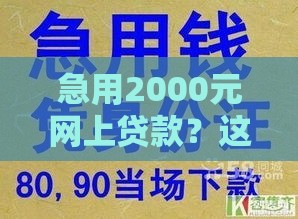 急用2000元网上贷款？这5个平台最容易通过！