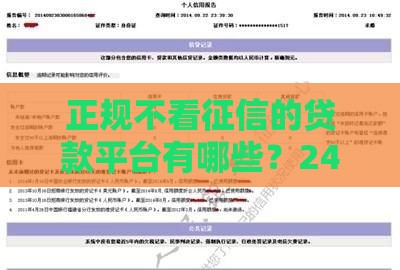 正规不看征信的贷款平台有哪些？24期分期方案全解析