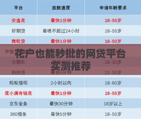 花户也能秒批的网贷平台实测推荐