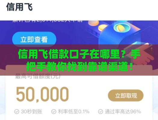 信用飞借款口子在哪里？手把手教你找到靠谱渠道！
