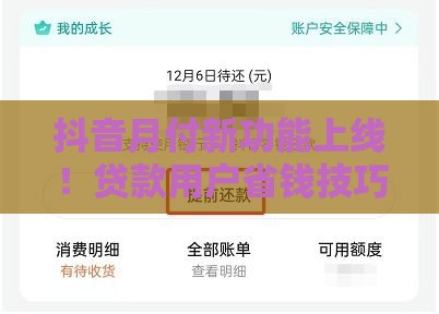 抖音月付新功能上线！贷款用户省钱技巧大公开