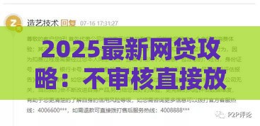 2025最新网贷攻略：不审核直接放款平台避坑指南