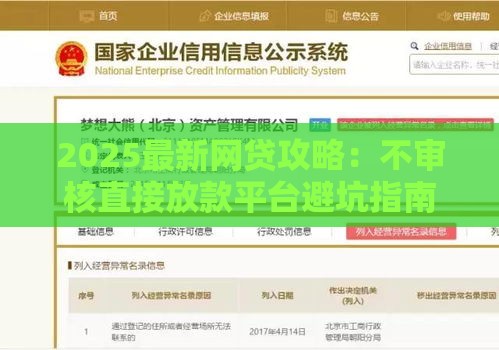 2025最新网贷攻略：不审核直接放款平台避坑指南