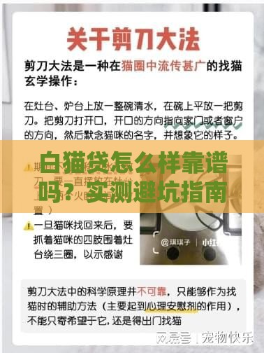 白猫贷怎么样靠谱吗？实测避坑指南，这些细节要当心！