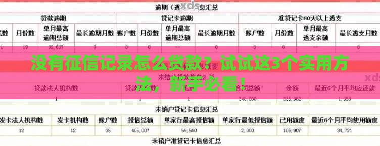 没有征信记录怎么贷款？试试这3个实用方法，新手必看！