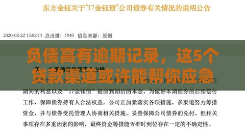 负债高有逾期记录，这5个贷款渠道或许能帮你应急