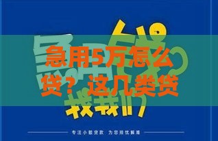 急用5万怎么贷？这几类贷款下款快、额度稳，手把手教你选对方式！