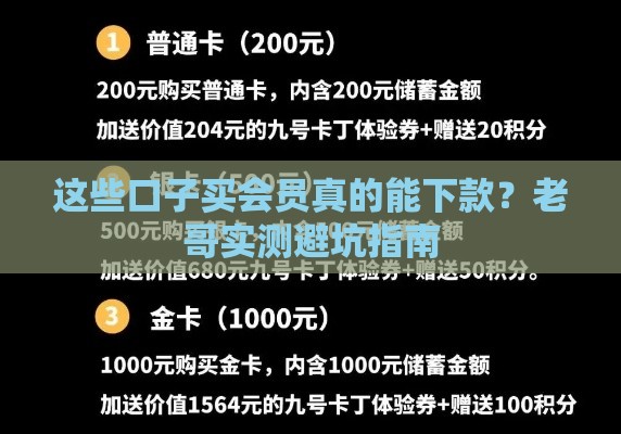 这些口子买会员真的能下款？老哥实测避坑指南