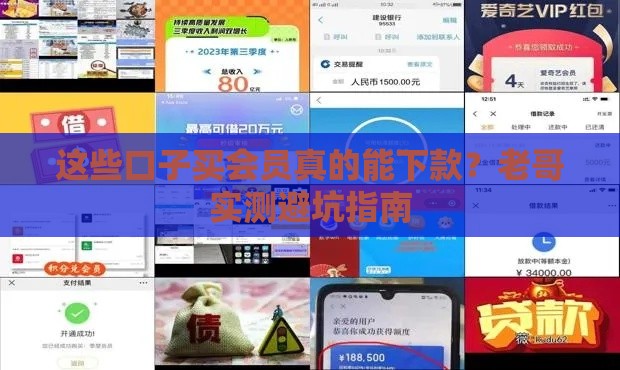 这些口子买会员真的能下款？老哥实测避坑指南