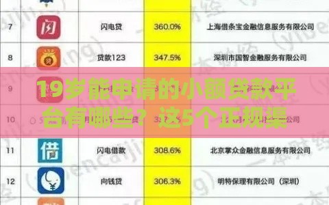 19岁能申请的小额贷款平台有哪些？这5个正规渠道安全又靠谱！