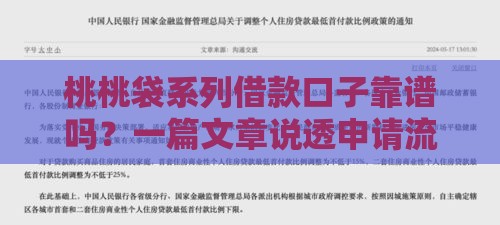 桃桃袋系列借款口子靠谱吗？一篇文章说透申请流程、利息和注意事项