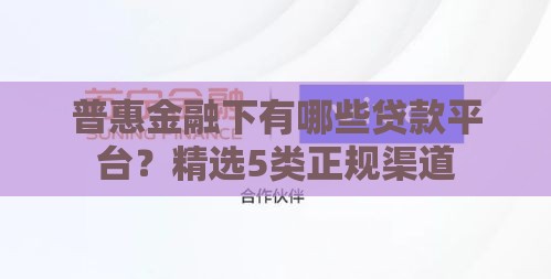普惠金融下有哪些贷款平台？精选5类正规渠道