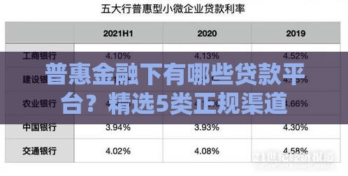 普惠金融下有哪些贷款平台？精选5类正规渠道