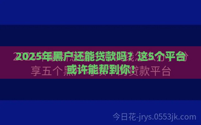 2025年黑户还能贷款吗？这5个平台或许能帮到你！