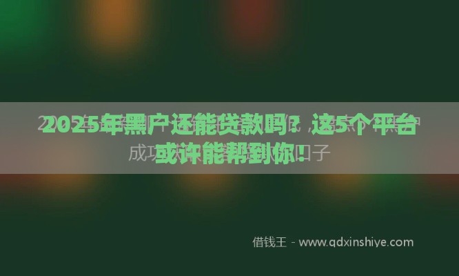 2025年黑户还能贷款吗？这5个平台或许能帮到你！