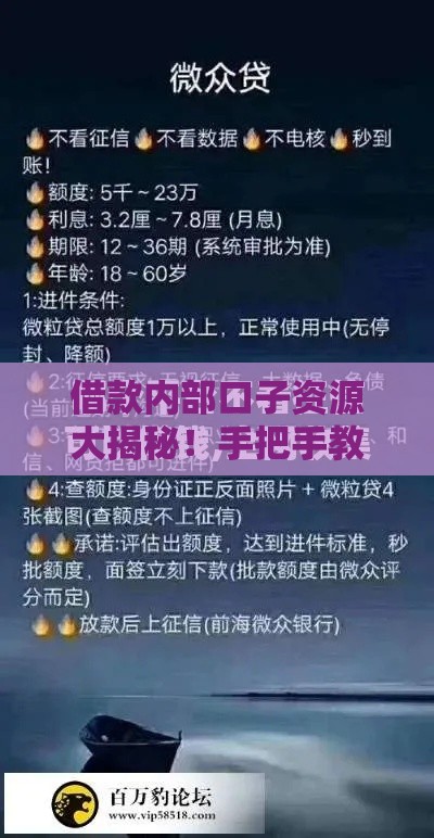 借款内部口子资源大揭秘！手把手教你找到靠谱低息渠道
