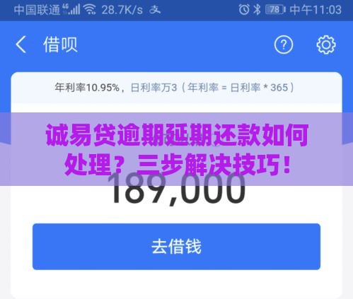 诚易贷逾期延期还款如何处理？三步解决技巧！