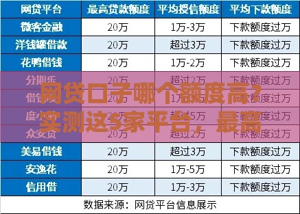 网贷口子哪个额度高？实测这5家平台，最高能拿20万！