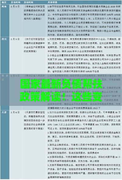 国家最新负债帮扶政策解读！这些变化关系你的钱包