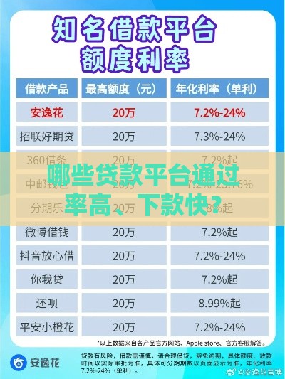 哪些贷款平台通过率高、下款快？