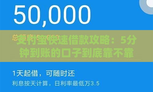 支付宝快速借款攻略：5分钟到账的口子到底靠不靠谱？