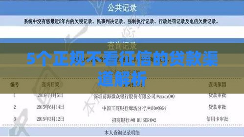 5个正规不看征信的贷款渠道解析