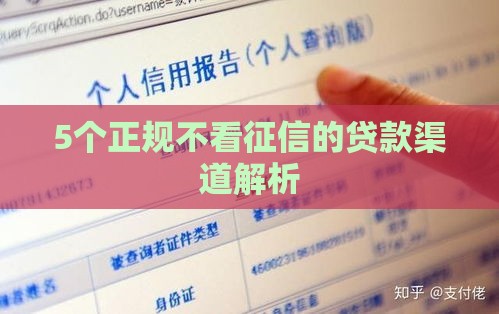 5个正规不看征信的贷款渠道解析