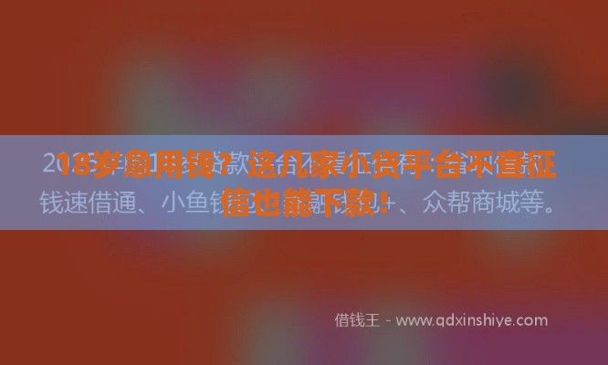 18岁急用钱？这几家小贷平台不查征信也能下款！