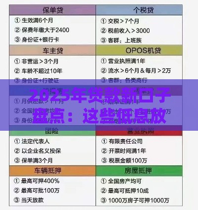 2025年贷款新口子盘点：这些低息放水渠道别错过